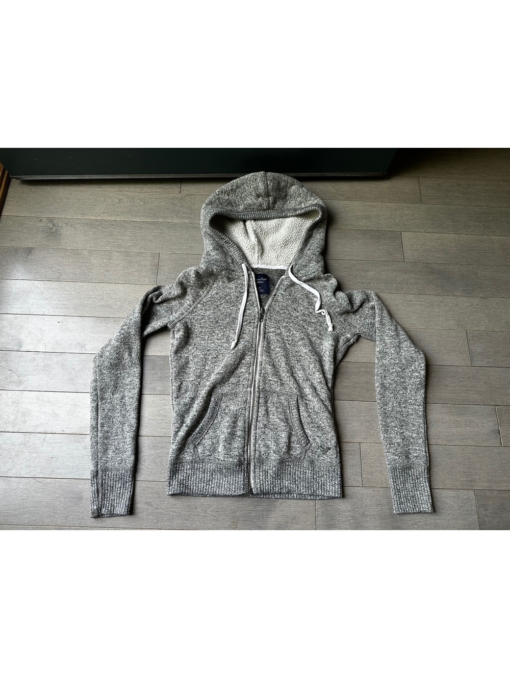 Women’s American Eagle Gray Full Zip Hoodie with Sherpa Lining Y2K size XS